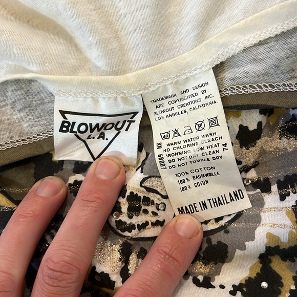 Vintage 80s Blowout L.A. Single Stitch Bedazzled Leopard Sleeveless Tshirt, Sz L - Picture 4 of 10